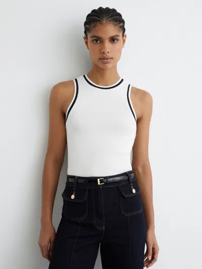 Reiss White/navy Stretch-cotton Tipped Vest