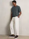 Reiss White/navy Cotton Textured Stripe T-shirt In Black