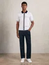Reiss White/navy/blue Compact-knit Tipped Zip-through Shirt