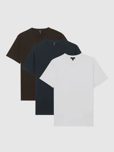 Reiss White/navy/coco Brown Bless T-shirt 3 Pack In Multi