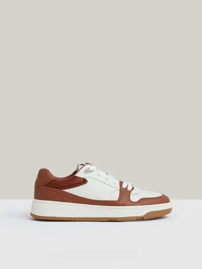 Reiss White/tan Leather Panelled Trainers In Multi