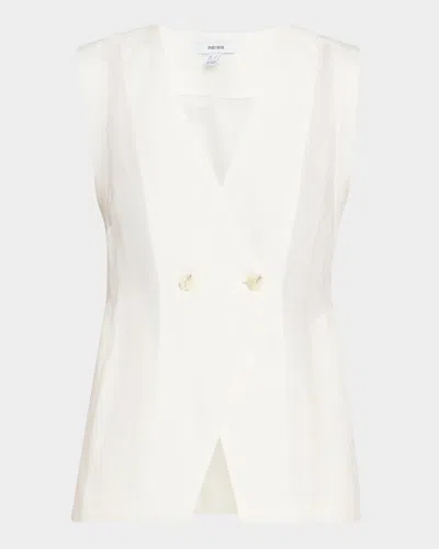 Reiss Whitney Button-front Linen Waistcoat In White