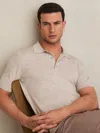 Reiss Wicker Brown Melange Manor Merino Wool Short-sleeve Polo Shirt In Brown