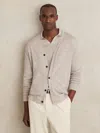 Reiss Wicker Brown Melange Merino Wool Button-through Cardigan In Gray