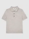 Reiss Wicker Melange 3-9 Yrs Merino Wool Short Sleeve Polo Shirt