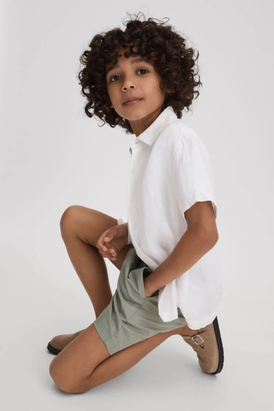 Reiss Kids' Wicket - Pistachio Junior Casual Chino Shorts, Age 8-9 Years
