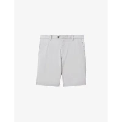 Reiss Mens Ice Grey Wicket Stretch-cotton Chino Shorts