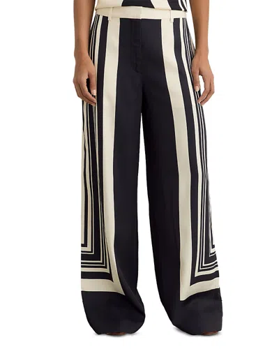 Reiss Wide Leg Printed Trousers In Multi