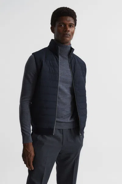 Reiss William Quilted Gilet Vest In Navy