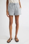 Reiss Willow Linen Blend Drawstring Shorts In Blue