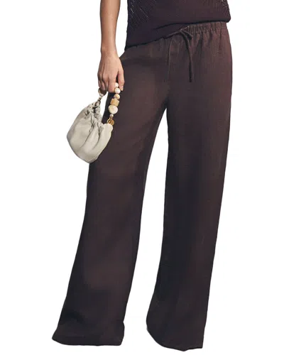 Reiss Willow Linen-blend Wide Leg Trouser In Brown