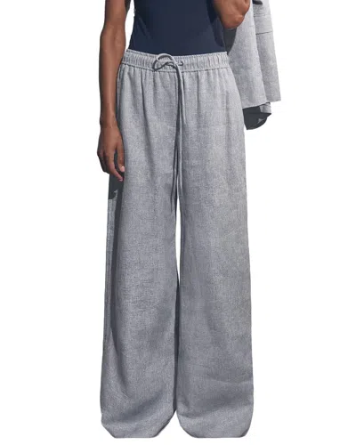 Reiss Willow Linen-blend Wide Leg Trouser In Gray