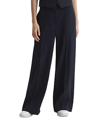 Reiss Willow Pinstriped Wide Leg Pants In Navy