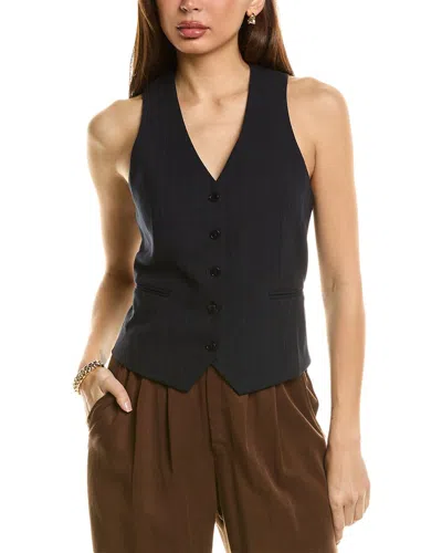 Reiss Willow Wool-blend Pinstripe Waistcoat In Black