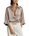 Reiss Winnie Wide Sleeve Silk Shirt In Multi