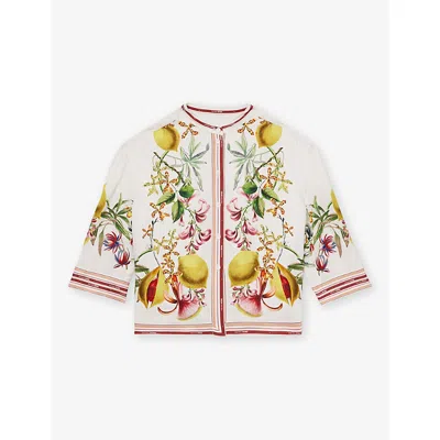 Reiss Kids' Winona Floral-print Woven Top 9-13 Years Ivory
