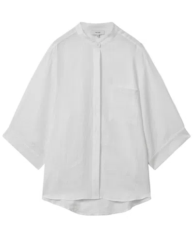 Reiss Winona Large Sleeve Linen Shirt In White