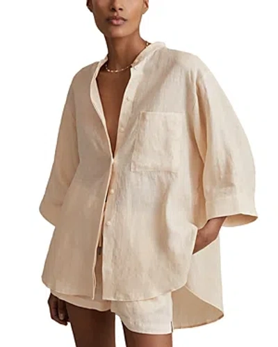 Reiss Winona Linen Large Sleeve Shirt In Blush