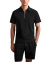 Reiss Winston Textured Raglan Half Zip Polo Shirt In Black