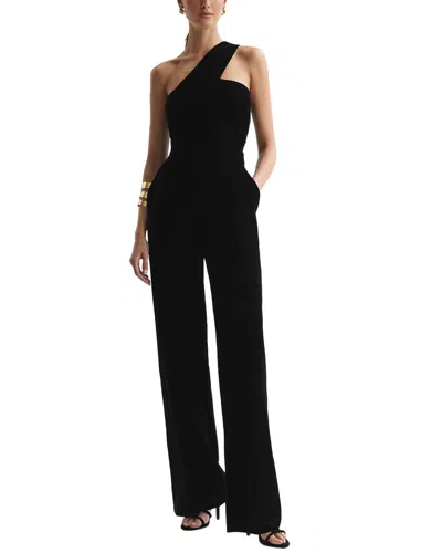 Reiss Black Velvet One-shoulder Jumpsuit