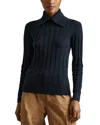 Reiss Teal Ribbed Collared Jumper In Teal