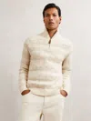 Reiss Mens Winter White Oatmeal Claus Half-zip Wool-blend Fairisle Jumper Xs In Neutral
