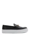 Reiss Womens Black Adelina Hardware-embellished Low-top Leather Loafer Trainers In Black