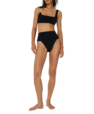 Reiss Women's Alba High-waisted High-leg Bikini Bottoms In Black