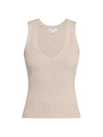 Reiss Women's Alethia Rib-knit Linen-blend Tank In Neutral