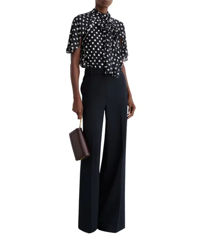 Reiss Women's Aliana Polka-dot Tie-neck Blouse In Black