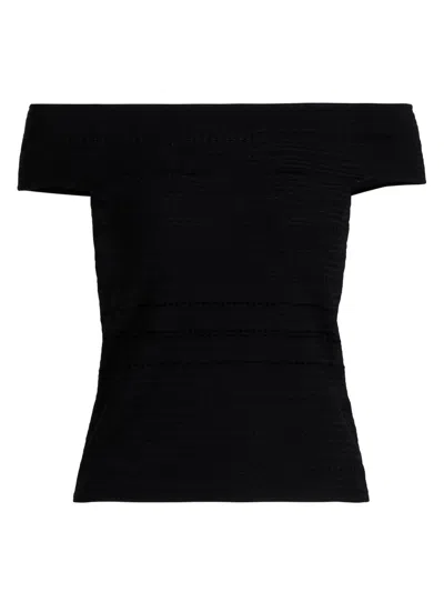 Reiss Women's Alyssia Bardot Knit Top In Black