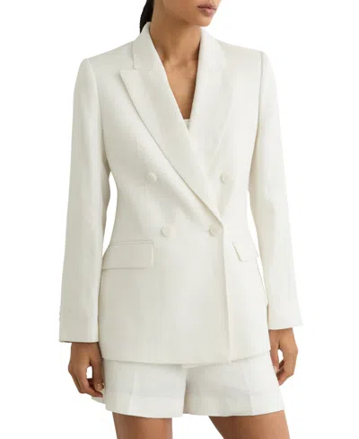 Reiss Women's Alyx Linen-blend Double-breasted Blazer In White