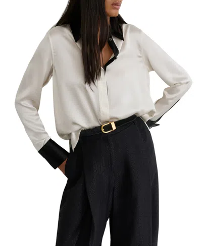 Reiss Women's Ameira Silk Long-sleeve Blouse In Ivory,black