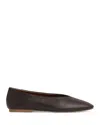 Reiss Chocolate Leather Rounded-point Toe Ballet Flats In Burgundy