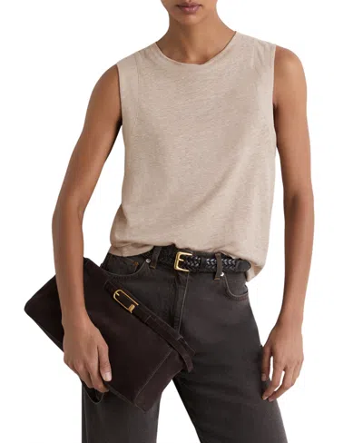 Reiss Women's Amy Sleeveless Crewneck Linen Vest In Beige