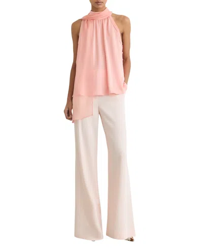 Reiss Womens Pink Andrea Tie-neck Woven Top