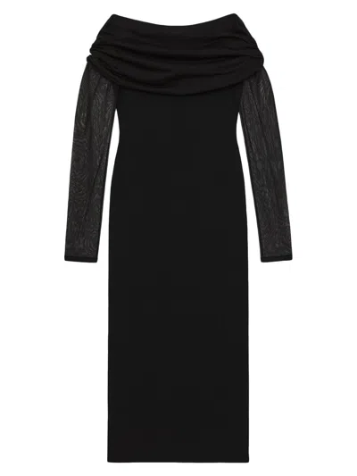 Reiss Womens  Angelica Off-shoulder Stretch-knit Midi Dress In Black