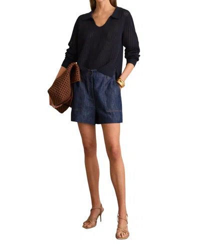 Reiss Women's Ashby High-waisted Linen Chambray Shorts, 8" Inseam In Blue