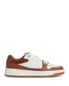 Reiss Womens  Astor Panelled Leather And Woven Low-top Trainers In White/tan