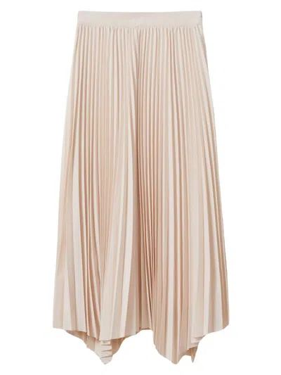 Reiss Lexie - Neutral Striped Pleated Midi Skirt, Us 2