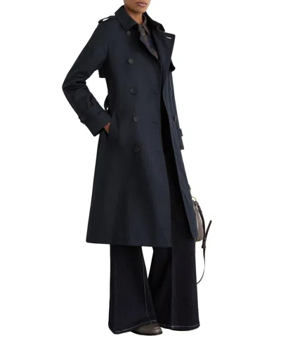 Reiss Women's Azura Hooded Double-breasted Trench Coat In Navy