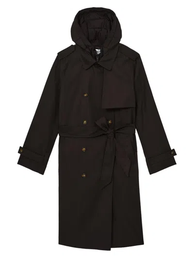 Reiss Womens Chocolate Brown Azura Double-breasted Woven Trench Coat