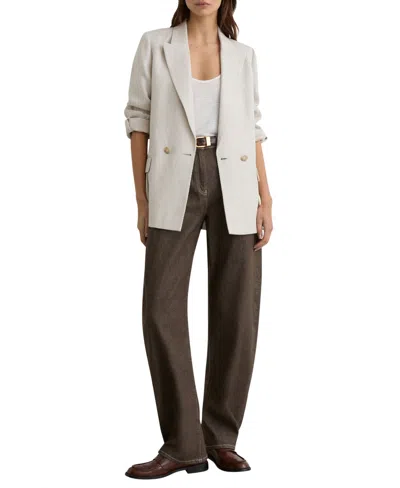 Reiss Women's Barrel-leg Topstitched Jeans In Multi