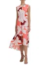 Reiss Becci Floral Midi Dress In Red Print