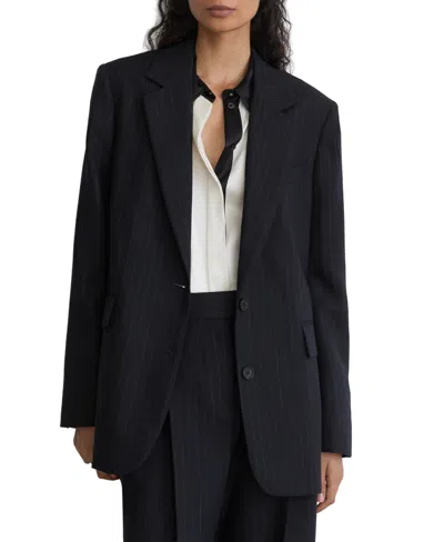 Reiss Women's Beck Wool Pinstripe Single-breasted Relaxed-fit Suit Blazer In Blue