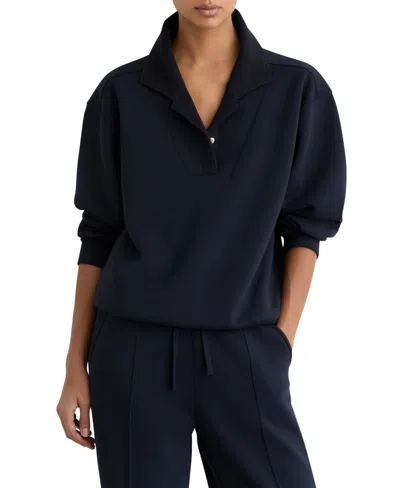 Reiss Women's Bella Premium Interlock Collar Sweatshirt In Blue