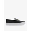 Reiss Womens Black Adelina Hardware-embellished Low-top Leather Loafer Trainers In Black