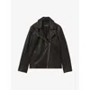 Reiss Womens Black Beau Relaxed-fit Leather Biker Jacket In Black