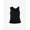 REISS DYLAN RUCHED WOVEN-BLEND TOP