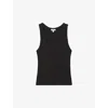 Reiss Womens Black Elle Scoop-neck Ribbed Stretch-cotton Vest Top